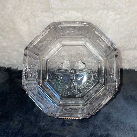 Vintage Imperial Glass Clear Octagon Butterpat Patterned Candy dish. - Picture 2 of 6